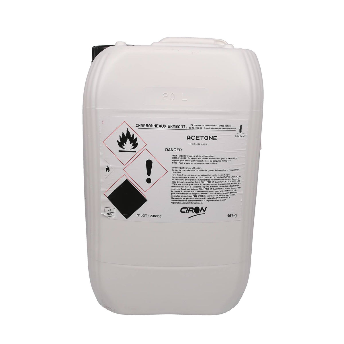 Acétone pure pour travaux de préparation — 20 L