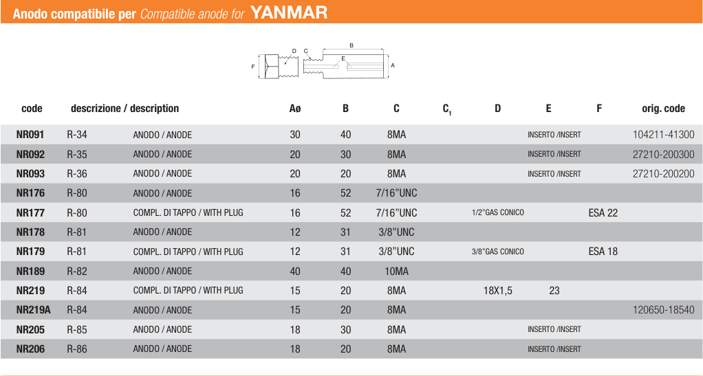 AA NR178 — schéma technique et dimensions du catalogue