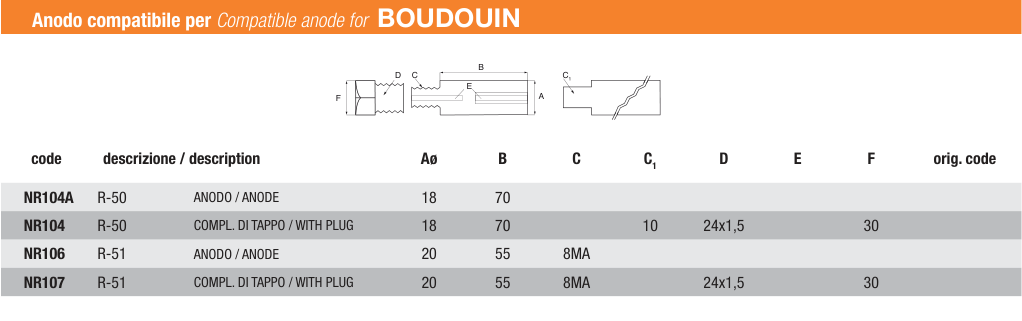 AA NR106 — schéma technique et dimensions du catalogue